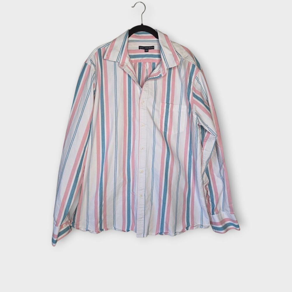 Kiel James Patrick KJP Striped Long Sleeve Button Down Shirt Cotton Men's 2XL